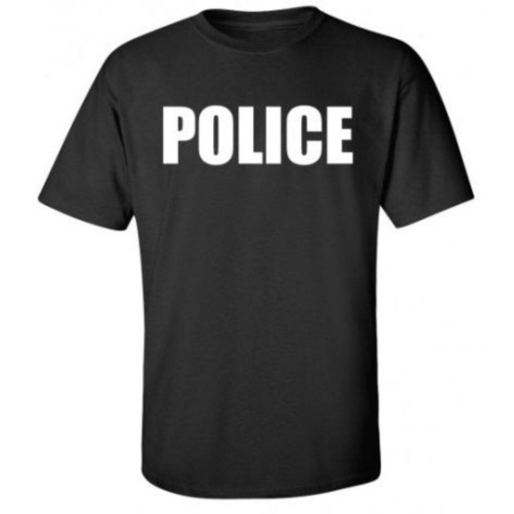 Police T-Shirt Double Sided Black Size Large Rothco